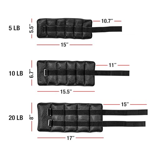 Adjustable ankle and wrist weights, 10 lbs each (1 pair, 20 lbs total) for women and men, with secure straps for walking, running, aerobics, and fitness