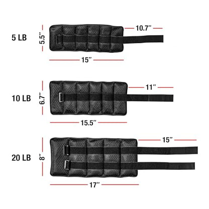 Unisex Adjustable Wrist and Ankle Weights, 5-Pound Pair (10 lbs Total) with 6 Removable Weight Packs for Walking, Jogging, Gym, Home Fitness - size: 10lb Medium