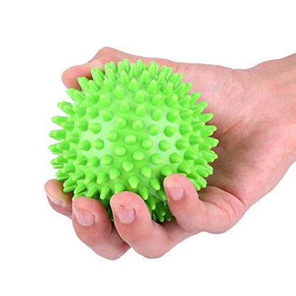 Spiky Massage Ball Muscle Roller for Body Fitness Recovery Therapy Trigger Point Relief with 9cm Green Plastic Massage Tool Dual Size 7.5cm/9cm