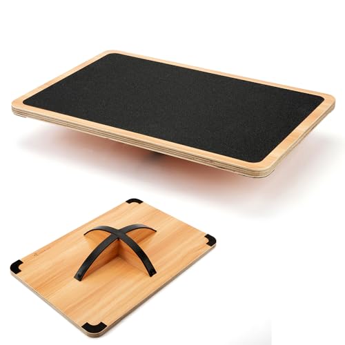 StrongTek Wooden Balance Board with 2 Difficulty Options, Basic Rocker and Advanced 360° Wobble Board, Non-Slip Balance Trainer for Core Stability, Ankle Rehab, Physical Therapy and Fitness - color: Extra Large-Advanced-360° Rotation
