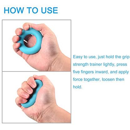 uxcell Hand Grip Strengthener, 5 Level: 20/30/40/50/60Lbs Silicone Rings Fingers Forearms Exercise Grip Trainer for Rock Climbing Athletes Workout