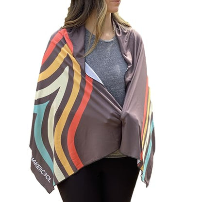 Large Cooling Shawl - Instant Heat Relief for Outdoor Events - color: Retro Wave