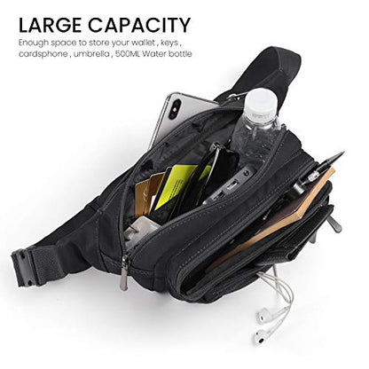 CXWMZY Fanny Packs For Women & Men Waist Pack Hip Bum Bag with Multi-Pockets Large Capacity Waterproof Casual Bum Bag for Disney Traveling Casual Cycling Running Hiking - color: Black_1