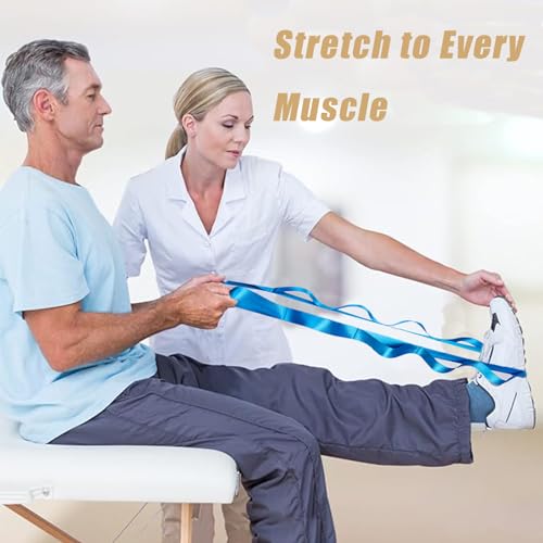 Oak-Sports Stretching Strap Yoga Strap for Physical Therapy with 10 Loops, Yoga Straps for Stretching, Upgraded Non-Elastic Stretch Band for Pilates, Dance and Gymnastics with Workout Guide