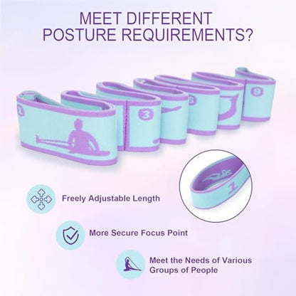 Yoga Straps for Stretching Strap Elastic for Physical Therapy Dance Yoga Pilates Gymnastics Exercise Flexible Pilates Stretch Band for Women Men