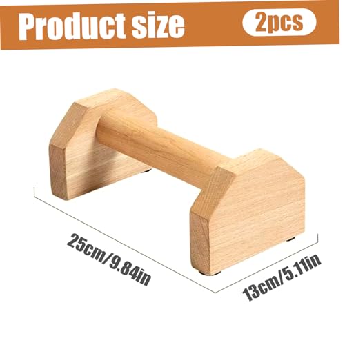 Push Up Handles for Floor 1 Pair 10 Inch Wooden Push Up Bar Heavy Duty Pushup Handles Non-slip Pushup Bar for Home Gym