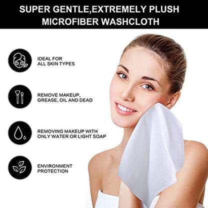 Microfiber Facial Cloths Fast Drying Washcloth 12inch x 12inch White 2 pack - color: White, size: 1 Count (Pack of 2)