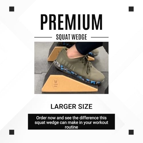 Squat Wedge -Squat Wedge Block-Extra Large SIze-Slant Board for Calf Stretching-Heel Elevated squats w/Non-Slip Grip, Anti-Slip Cork-Lightweight Home Gym Accessories-Yoga Blocks