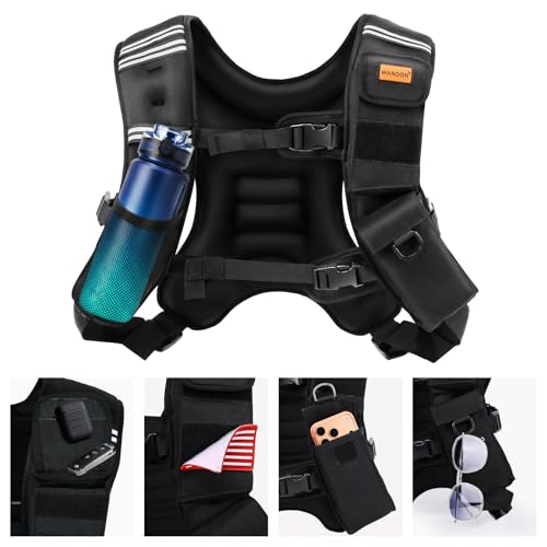 Weighted Vest for Men Women, 8lb/12lb/16lb/20lb/30lb/40lb Fixed Weight, Plus Size Fitness Vest with Phone Pocket & Reflective Strips for Walking Running Rucking Strength Training - size: 12lb