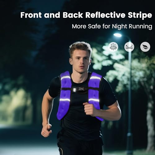 6lb/8lb/12lb/16lb/20Lb Weighted Vest Woman Men with Reflective Stripe, Chest Size Adjustable Strength Training Weight Vest for Walk Running Jogging - color: Purple, size: 8 Lbs