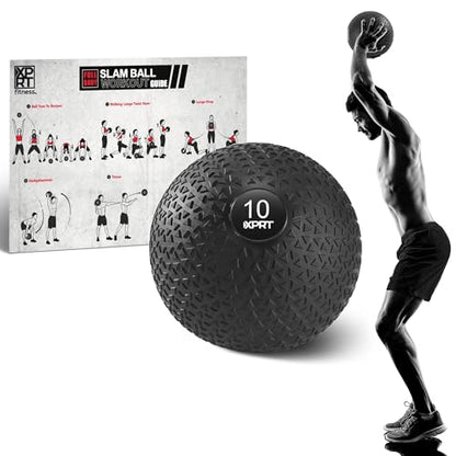XPRT Fitness Slam Ball - Professional Dead Bounce Weighted Exercise Ball | Medicine Ball with Secure Textured Grip | Heavy Duty Rubber Shell for Cross Training, HIIT, Core Strength Training