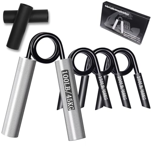 Grip Strength Trainer 4 Pack, 100LB-250LB Hand Gripper Strengthener, Non-Slip Heavy-Duty Forearm Strengthener, Hand Gripper for Muscle Building and Hand Rehabilitation Exercising with Gift Box
