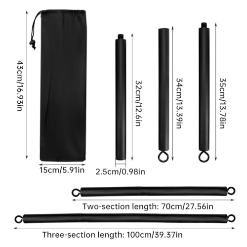 Resistance Band Bar, With Storage Bag Pilates Bar Portable Workout Pod Adjustable 3-Section Pilates Bars for Legs, Hip, Waist, Arm
