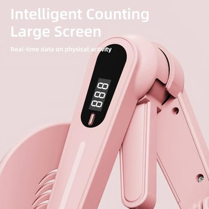 Thigh Trainer for Home Gym Workout, Pelvic Floor Muscle Exercise Devices with Adjustable Resistance for for Women Men, Inner Thigh Exerciser with Display and 20LB Resistance Band for Hip Leg Arm, Pink