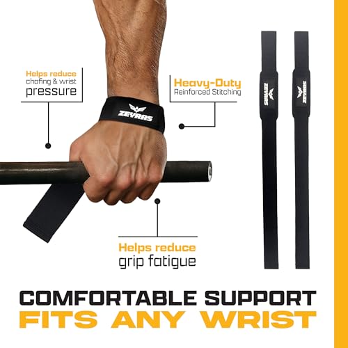 2-in-1 Wrist Straps for Weightlifting with Anti-Slip Hand Grips, Gym Lifting Straps with 60 cm Cotton Support, Padded Durable Design, Wrist Lifting Straps Gloves Alternative