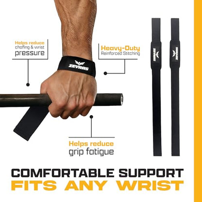 2-in-1 Wrist Straps for Weightlifting with Anti-Slip Hand Grips, Gym Lifting Straps with 60 cm Cotton Support, Padded Durable Design, Wrist Lifting Straps Gloves Alternative