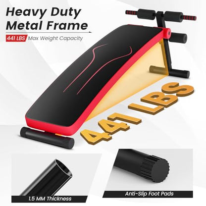 GYMAX Sit up Bench, Folding Adjustable Workout Bench for Ab Exercise, Curved Incline/Decline Slant Bench, Foldable Strength Training Weight Bench, Situps Abs Workout Equipment