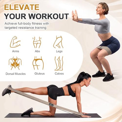 6 Pcs Fabric Resistance Bands for Working Out, Non-Slip Exercise Bands for Women and Men, 3 Levels Long & Short Booty Elastic Band with Door Anchor for Home Pilates Stretching