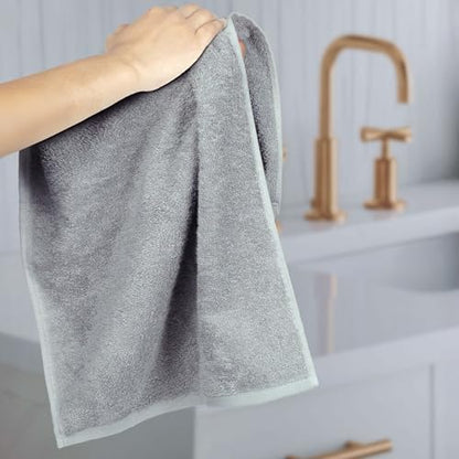 Amazon Basics Soft and Thick Cotton Hand Towels for Gym, 16 x 26 in, Gray, 12-Pack