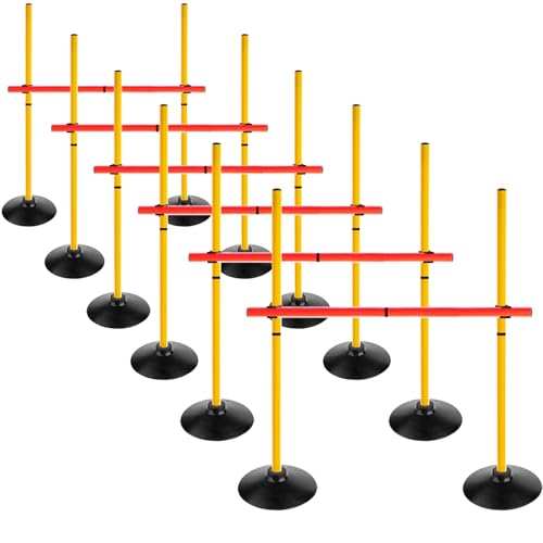 Adjustable Height Agility Speed Hurdles with Rubber Base, Training Equipment Set for Soccer, Track and Field, Detachable Agility Poles