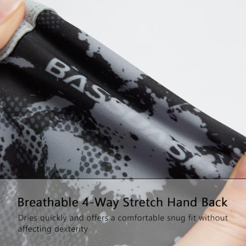 BASSDASH ALTIMATE UPF 50+ Sun Protection Fingerless Fishing Gloves Men - color: Black Sport Camo, size: Medium