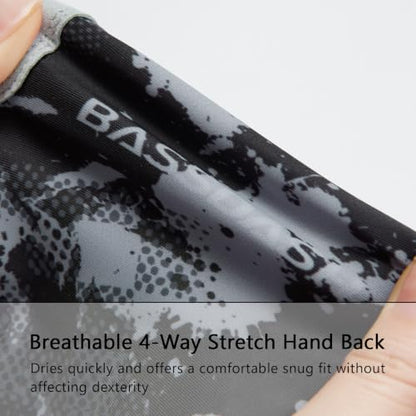 BASSDASH ALTIMATE UPF 50+ Sun Protection Fingerless Fishing Gloves Men - color: Black Sport Camo, size: Medium