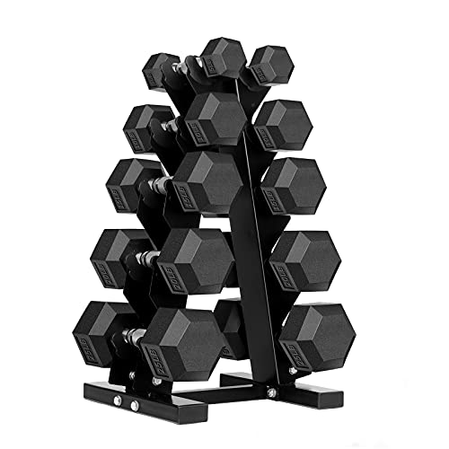Hex Dumbbells Rubber Coated Cast Iron Hex Black Dumbbell Free Weights for Exercises - style: 20 Pounds / Pair