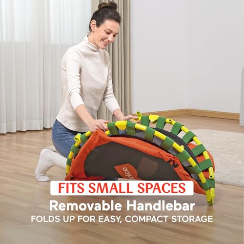 Fisher-Price 3-Foot Mini Trampoline, WonderJump 36-Inch Round Indoor Toddler Kids Trampoline with Stabilizing Handlebar - color: Red/Yellow