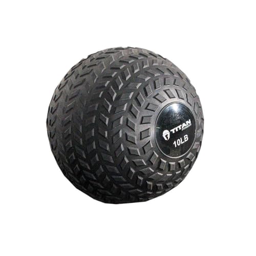Titan Fitness Rubber Tread Slam Ball, Dead Bounce, Weight Workout - Throw, Catch, Slam, Twist - style: 10 lb