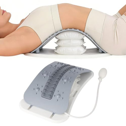 OMISTAR Back Stretcher for Lower Back Discomfort Alleviation, Inflatable Lumbar Support Board with Acupressure Points, Adjustable Height Spinal Decompression Massager