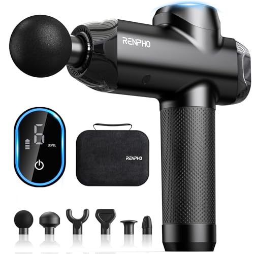 RENPHO Active Power Massage Gun Deep Tissue with 12mm Amplitude, Fathers Day Dad Gifts FSA Eligible Percussion Muscle Massager, Portable Electric Handheld Massage Gun with LED Touch Display HSA - color: Graphite Black