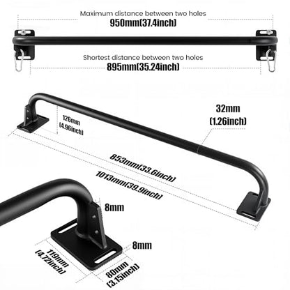 Wall Mounted Pull Up Bar, Carbon Steel Doorway Chin Up Bar for Home Gym - color: Black--Trainer