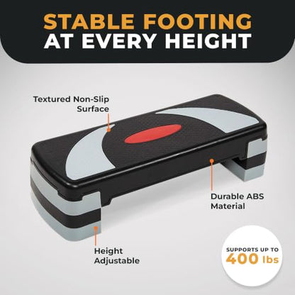 BalanceFrom 31-inch Aerobic Step Platform Trainer with 3 Adjustable Risers - color: Gray