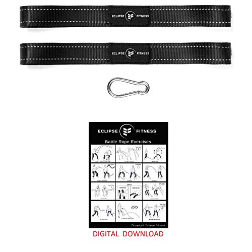 Battle Rope Anchor Strap Kit | Heavy Duty Reinforced Nylon | Easy and Fast Setup | Stops Rope Damage | Stainless Steel Carabiner | Includes Exercise Guide |