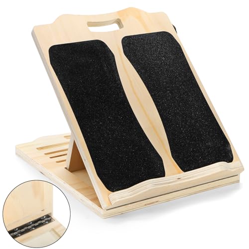 Wooden Slant Board for Calf Stretching, Portable Squat Incline Board for Knees Ankle Leg Heel, Adjustable 5 Angles Calf Stretch Wedge for Exercise, Physical Therapy
