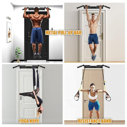 Kipika Heavy Duty Wall Mounted Doorway Pull Up Bar, Multifunctional Chin Up Bar, Portable Fitness Door Bar, Body Workout Home Gym System
