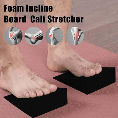 Squat Wedge Blocks Flexible Lightweight Incline Foot Stretch Wedge - color: Black 15x6x5cm (1 Pair)