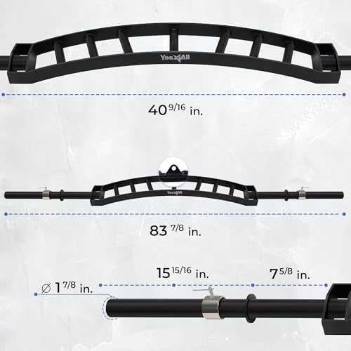 Yes4All Multi Grip Barbell & Cable Attachment - Swiss Bar, American Bar for Greater Range of Motion, with 2 Collars, Fits Olympic Weight Plates - Home Gym & Support Pressing, Lifting & Curls - color: B. Multigrip Barbell & Cable Attachment 600lbs