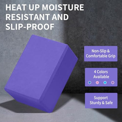1 Pack Large Yoga Block 9x6x4 Inches, Sturdy Yoga Foam Blocks, High Density & Non Slip Surface for Yoga, Pilates & Stretching, Fitness Accessories for Stability & Balance