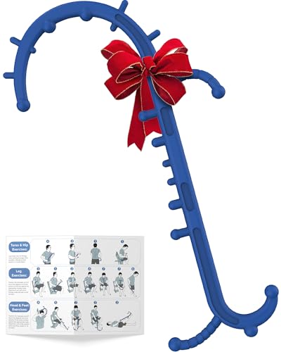 Back and Neck Massager for Pain Relief Deep Tissue, Upgraded Full Body Trigger Point Cane Massage Tools, Massage Stick Pressure Point Hook, Muscle Knot Remover Tool (Blue)