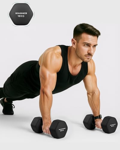 SONGMICS Dumbbells Set of 2 Dumbbells Set Dumbbells Hexagon Neoprene Coating Strength Training Workout Fitness Training Home