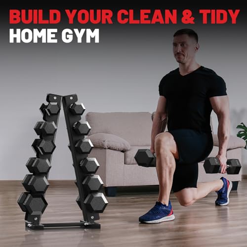 Papababe Dumbbell Stand, A-Frame Weight Storage Rack for Dumbbells, Barbell Holder, Heavy Duty Dumbbells Storage with T Bar Row Attachment for Home Gym (Dumbbell Rack Stand Only) - style: 6 Tier-450LBS Capacity