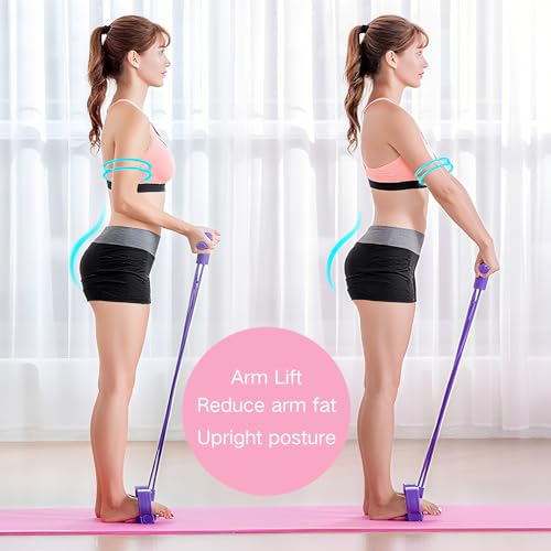 Fitness Resistance Bands Set with Handles & Ankle Straps - 4 Tube Exercise Bands for Arm, Leg, Strength Training, Stretching - Home Gym Workout Equipment