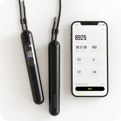 WeGym Smart Jump Rope with App Tracking, LED Display and Jump Counter - color: Black