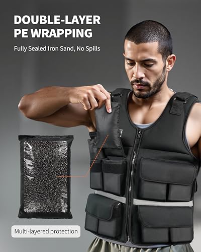 Adjustable Weighted Vest with Shoulder Pads - Adjustable Size & Weight - 10/15/20/30/40/50/80lbs Body Weight Vest for Men & Women - color: D.40 LB