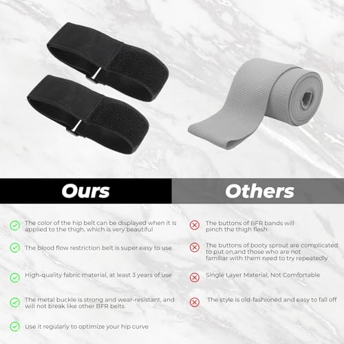 BFR Occlusion Bands for Women Glutes Blood Flow Restriction Bands Best Fabric Resistance Band Adjustable Bundle Booty Band for Exercising Legs Butt Hip Building Workouts Squat Butt Thigh Fitness - color: black