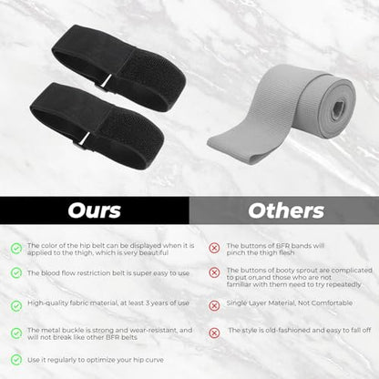 BFR Occlusion Bands for Women Glutes Blood Flow Restriction Bands Best Fabric Resistance Band Adjustable Bundle Booty Band for Exercising Legs Butt Hip Building Workouts Squat Butt Thigh Fitness - color: black