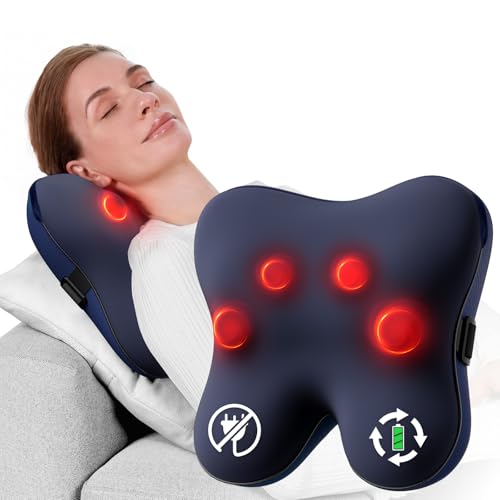 BOB AND BRAD Cordless Back Massager with Heat FSA Eligible HSA, Shiatsu Back Massager for Pain Relief Deep Tissue, 3D Kneading Massage Pillow for Pain Relief, Soothing Full-Body Relief for Family - color: Ocean Blue