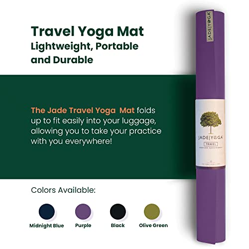 JadeYoga Travel Yoga Mat - Packable, Lightweight, and Portable Yoga Mat - Non-Slip Natural Rubber Mat for Women & Men - Great for Yoga, Home, Gym, Pilates, Fitness, and Stretching