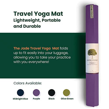 JadeYoga Travel Yoga Mat - Packable, Lightweight, and Portable Yoga Mat - Non-Slip Natural Rubber Mat for Women & Men - Great for Yoga, Home, Gym, Pilates, Fitness, and Stretching